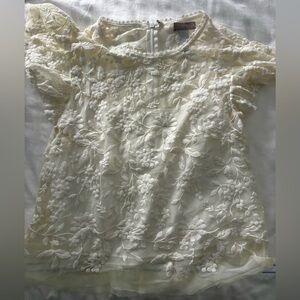 Aqua Ivory Floral Embroidered Blouse